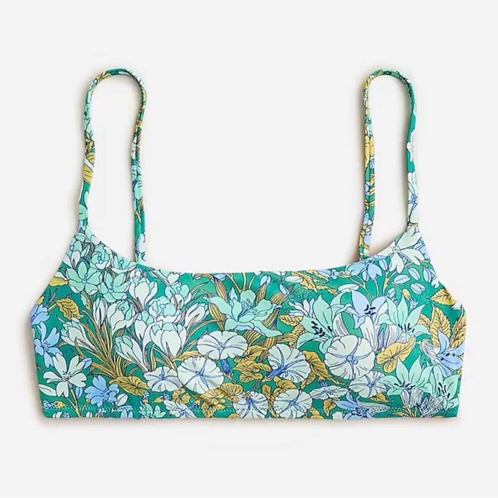 J.Crew scoop neck bikini top in aqua blooms LIKE NEW!